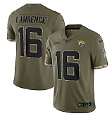 Men's Jacksonville Jaguars #16 Trevor Lawrence Olive 2022 Salute To Service Limited Stitched Jersey,baseball caps,new era cap wholesale,wholesale hats
